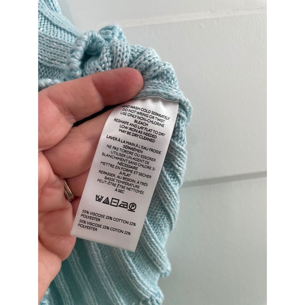 NWT Pilcro Anthropologie Ribbed Halter Knit Tank Top Light Blue Scallop Hem S - Picture 5 of 8